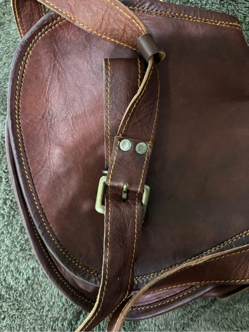 Brown Leather Saddle Crossbody Bag